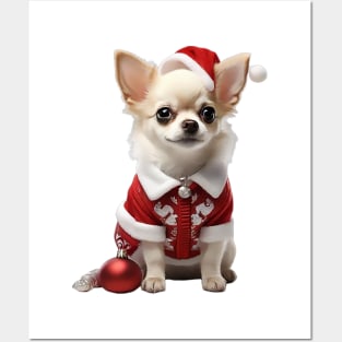 Cute Baby Chihuahua Santa Posters and Art